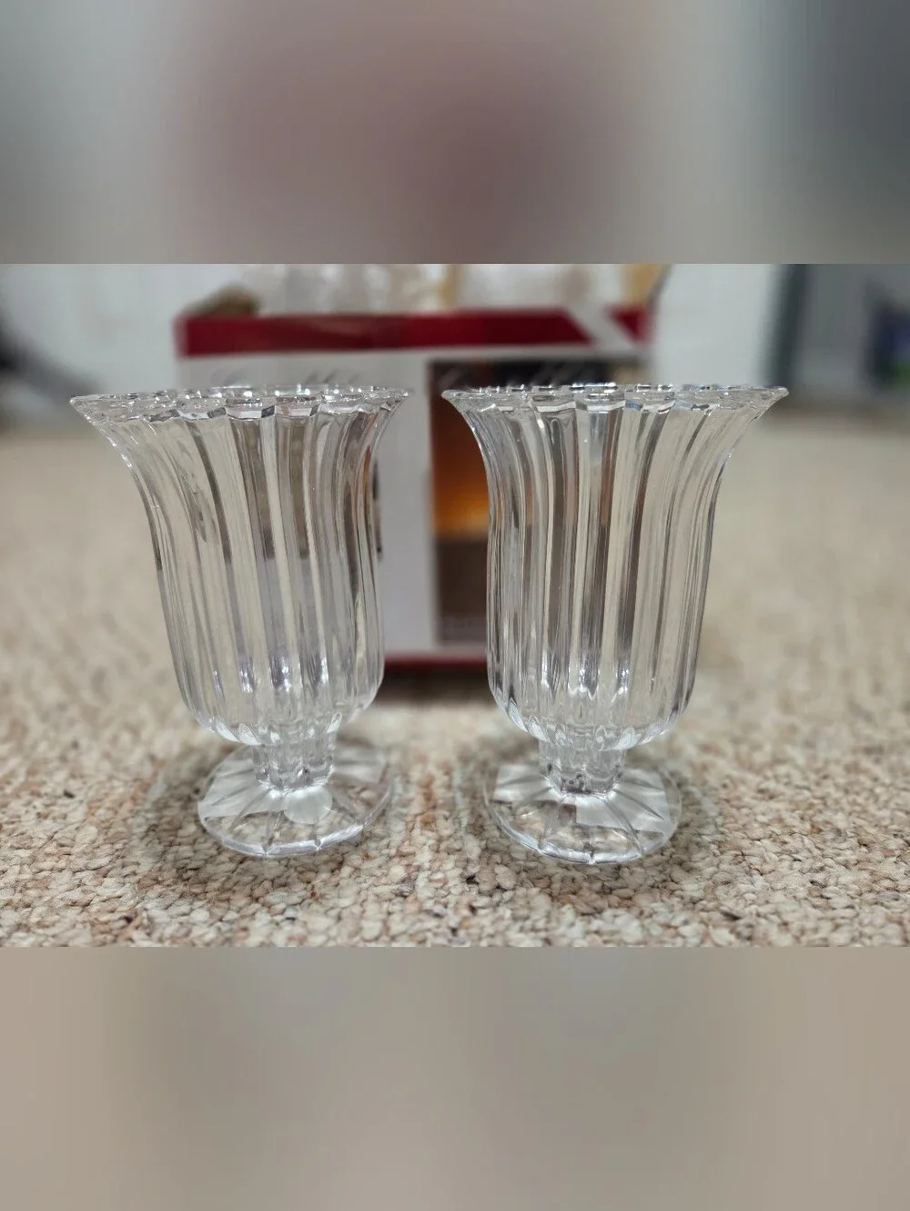 Crystal Clear Alexandria Set of 2 Glass Hurricanes - Clear